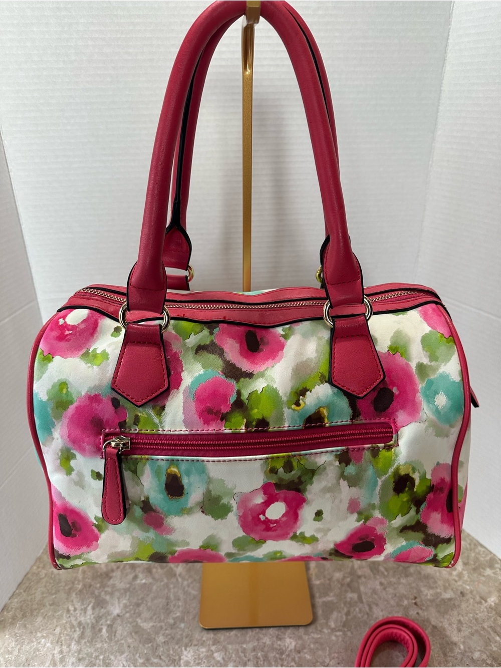 Floral Watercolor Barrel Satchel Crossbody Shoulder Bag Pink Poppy Flower Tote